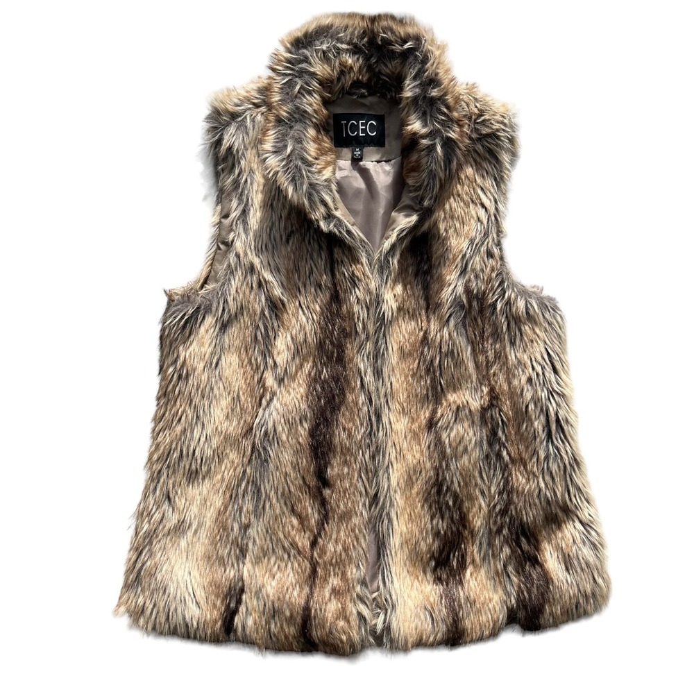 TCEC Faux Fur Vest in Brown and Tan